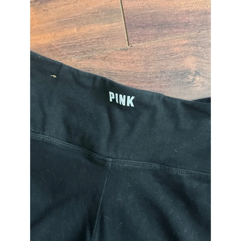 Victoria's Secret PINK Black Crossover V-Waist Bike Shorts Metallic Logo Womens‎ - Picture 6 of 6